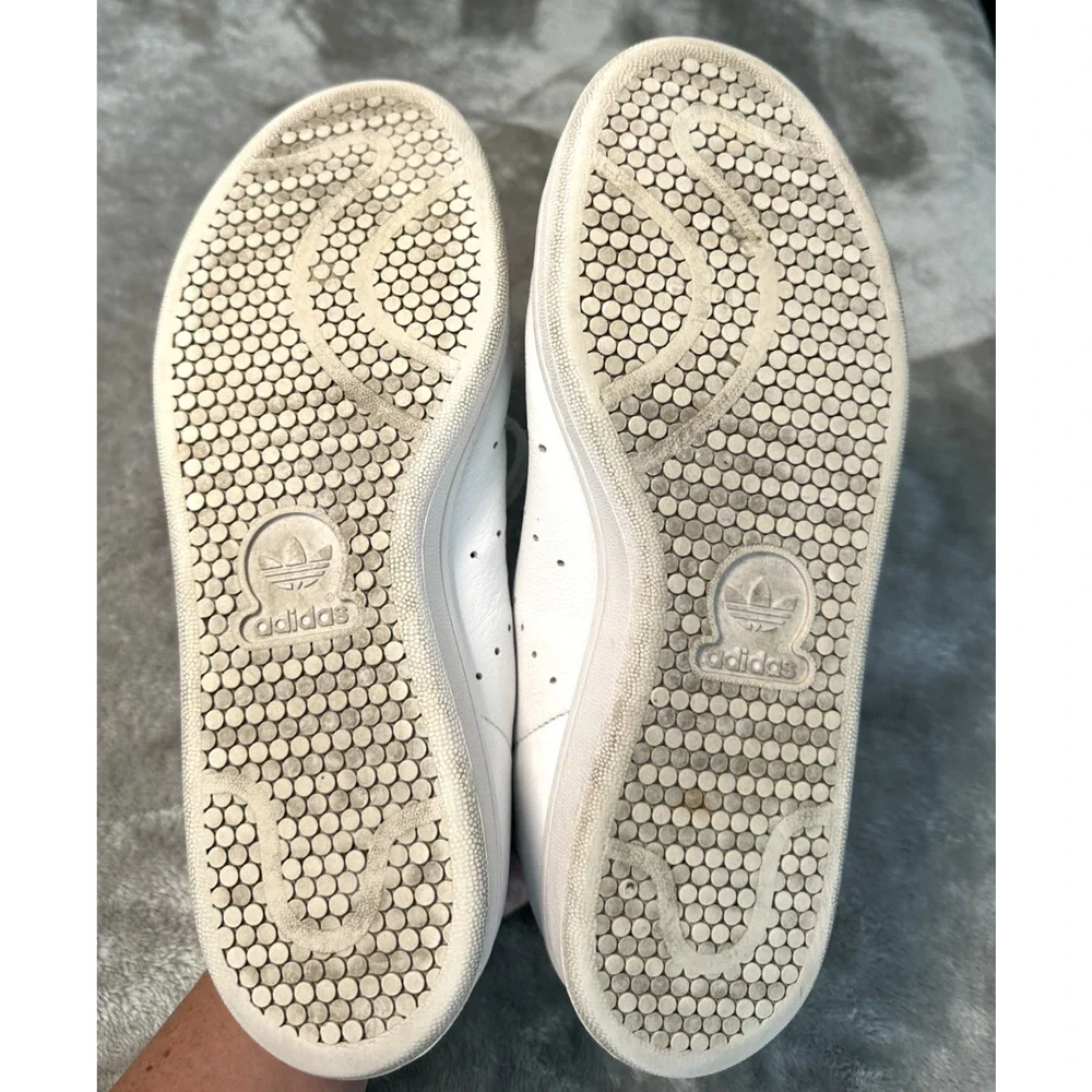 Adidas Stan Smith Sneakers Shoes Cloud White Gold Metallic Womens Size 8.5